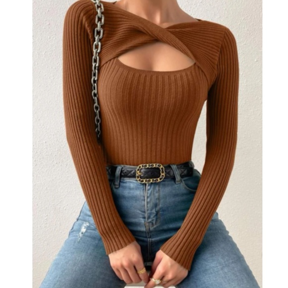 Luxe sexy twist front sweater top